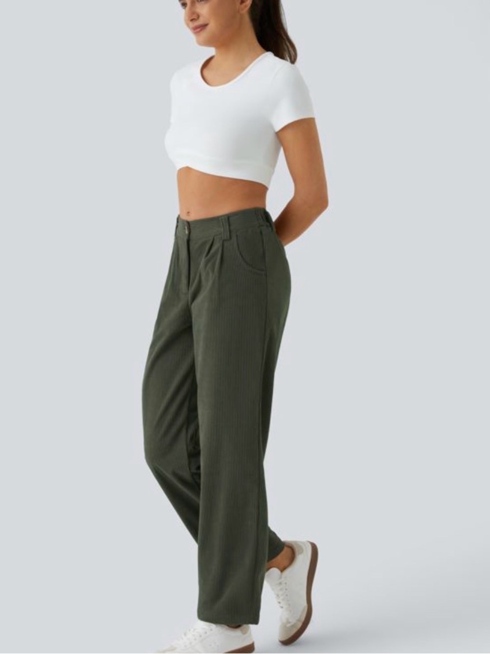 Halara High Waisted Zipper Pocket Corduroy Pants Small